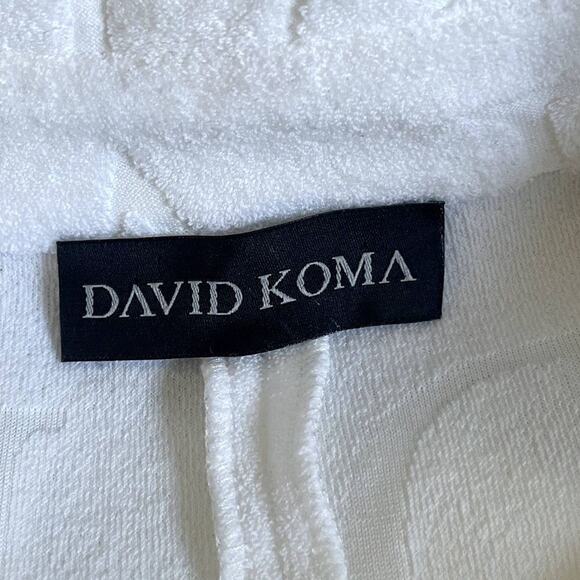 David Koma Crystal Embellished DK Intarsia Terry Logo Midi Dress White Size US 6 - Picture 11 of 16